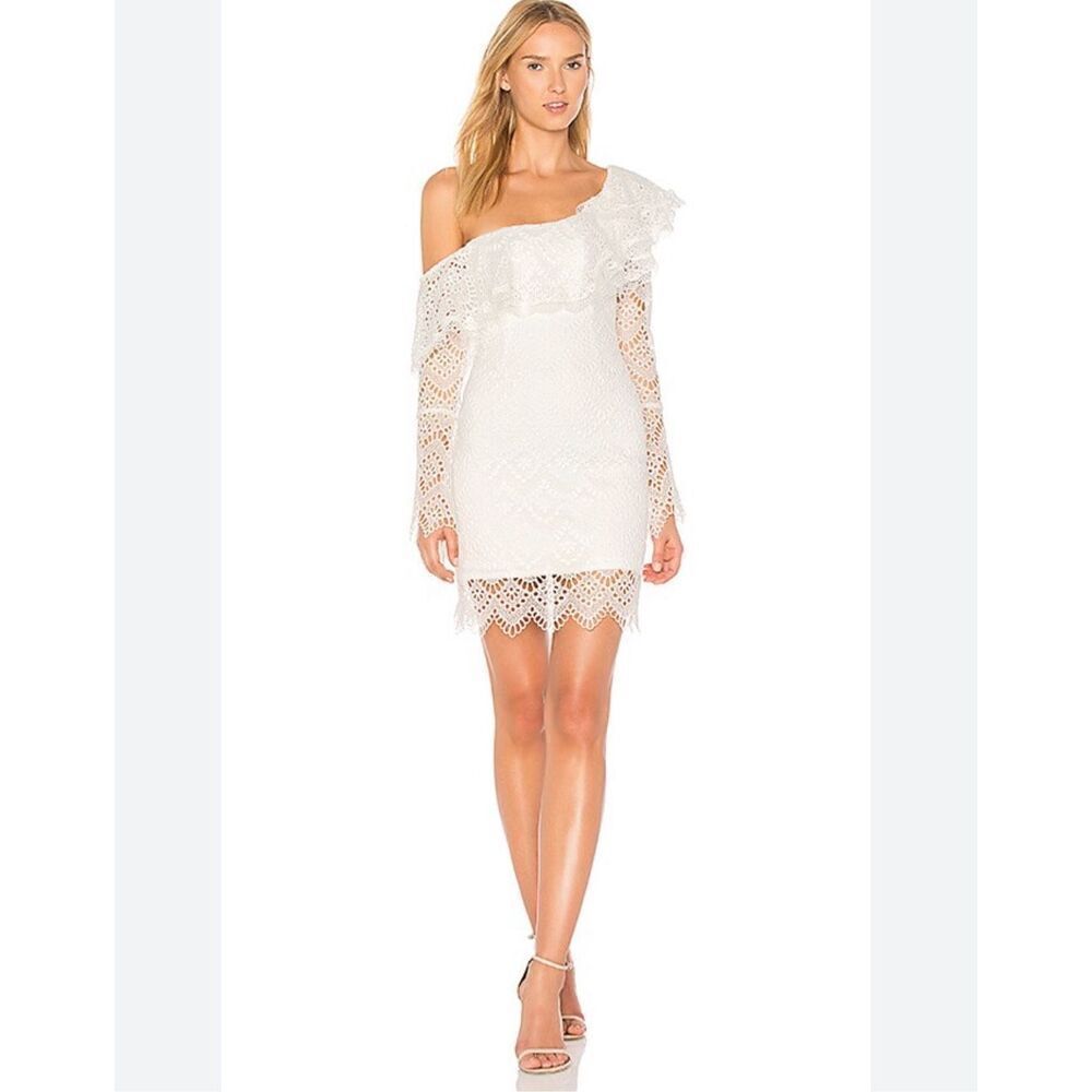 NWT Nicholas One Shoulder Lace Dress Antique White Size 4